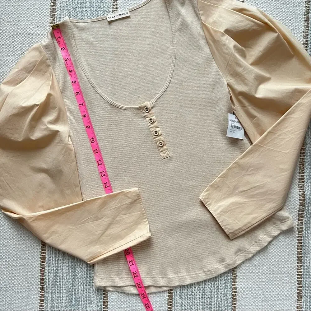 Ulla Johnson Joanne Oatmeal Long Puff Sleeve Pullover Top Women’s Medium - Picture 7 of 13